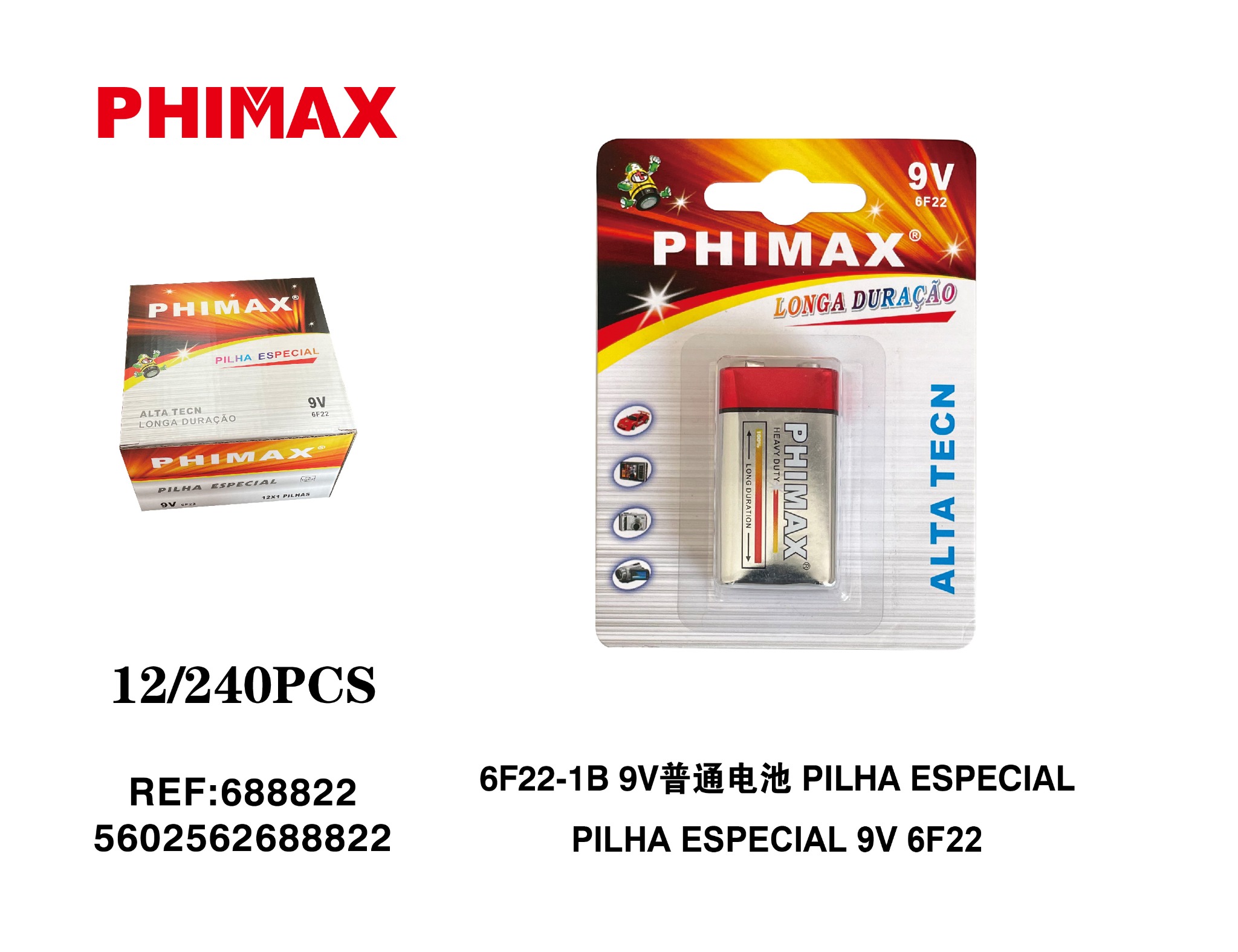PHIMAX 9V 6F22 referência 688822