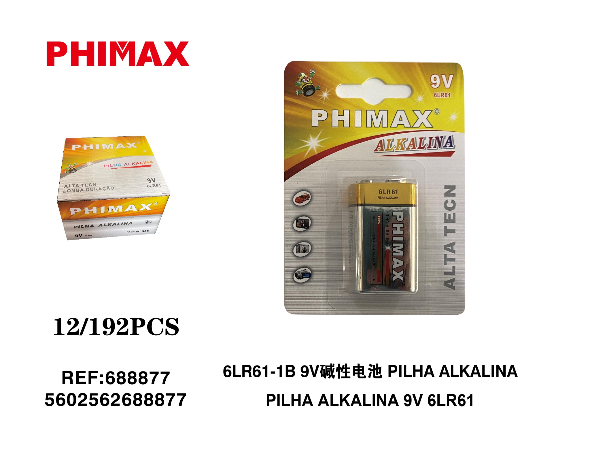 PHIMAX 9V 6LR61 referência 688877